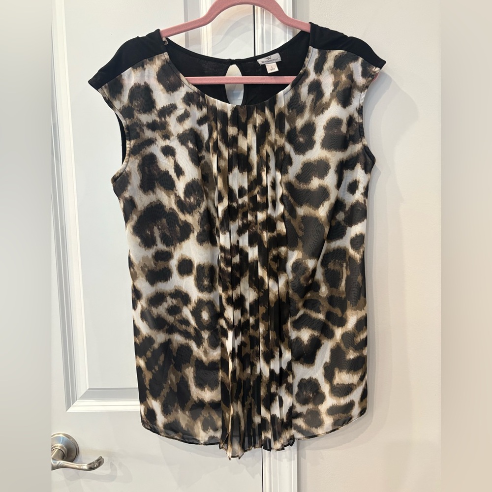 Worthington Leopard Print Sleeveless Blouse